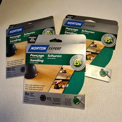 🔅NORTON EXPERT lot de 15 disques abrasifs auto agrippant ponçage grain 80 ponce - Photo 1/4