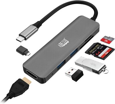 Adesso AUH-4020 6-in-1 USB-C Multiport Docking Station Aluminium 4K HDMI-Ausgang