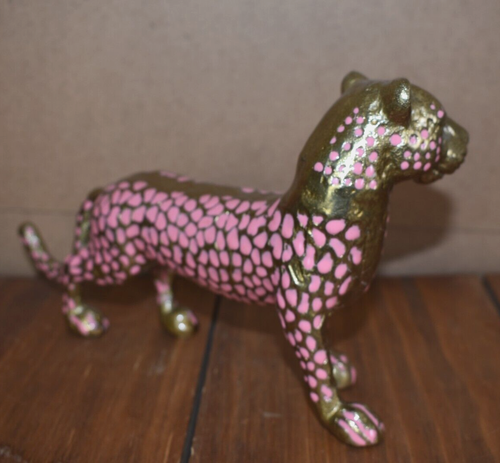 Gold Enamel Cat Leopard Pink Spots West Elm? - Picture 3 of 3