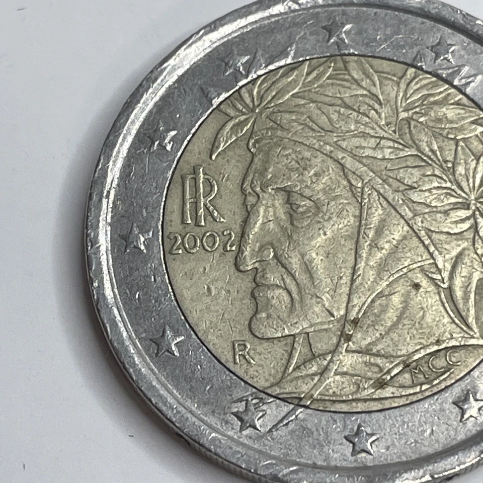 Euro coin - 2 Euro coin Italy 2002 - Dante Alighieri - Rare - Mint Mark R - Image 2 of 4