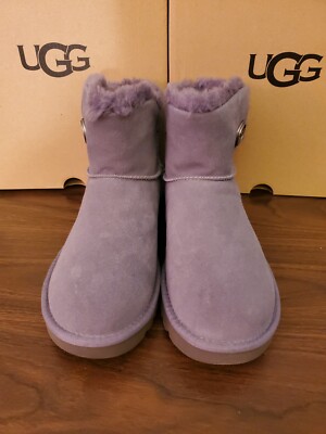 UGG MINI BAILEY SNAPS Graystone SHEEPSKIN WOMEN'S BOOTS SIZE US 7