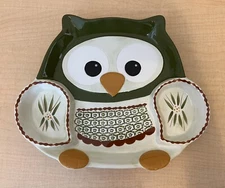 Temptations Green Old World Owl Chip and Dip Serving Dish