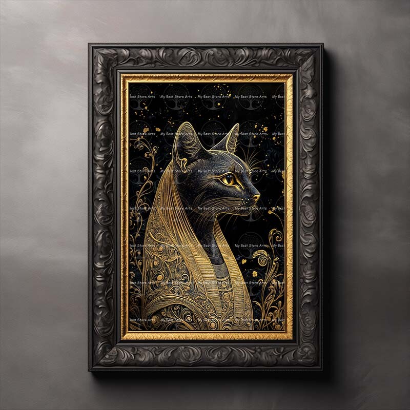 BASTET CAT GODDESS ART PRINT, Egyptian Mythology Wall Decor