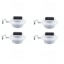 4 Pack Solar Powered LED Outdoor Gutter Lights with Brackets - Water Resistant
