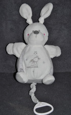 🍀Doudou Lapin Musical Blanc Boule SIMBA TOYS NICOTOY KIABI Etoile Argent  TTBE