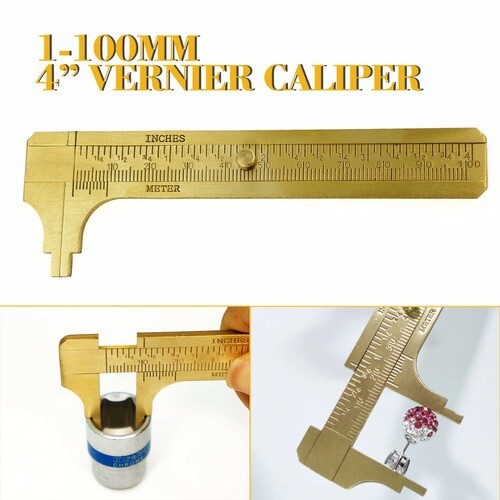 Mini misuratore scorrevole in ottone scala metallo Vernier pinza tascabile righello di misura - Foto 1 di 6