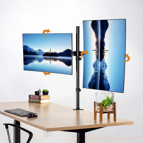 Suptek Dual Monitor Stand, Tall Desk Monitor Arm for 13-27 inch LCD LED Monitors