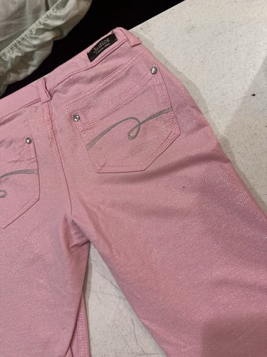 Justice Premium Jeans Pink Shimmer Knit Leggings Girls Jeans Size 14R - Picture 4 of 8