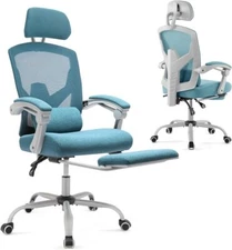 Office Chair with Footrest Adjustable Hight, Lumbar Support Reclining Desk Chair