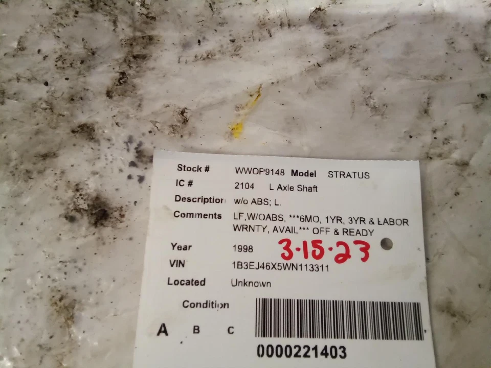 Eje de transmisión izquierdo usado se adapta a: Dodge Stratus 1998 sin ABS grado A izquierdo Foto 4 de 4