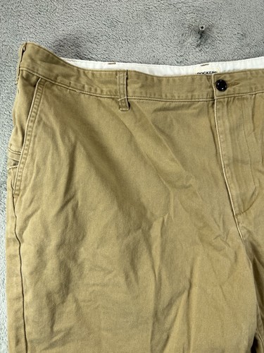 DOCKERS X Levis Mens 44 Khaki Shorts Brown Chino Flat Front 10" Cotton Twill - Picture 3 of 9