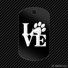 Love Paw Print with Heart Keychain GI dog tag engraved many colors