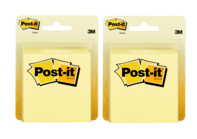 Post it Notes, 3 in x 3 in, Canary Yellow, 4 Pads 2 Pack