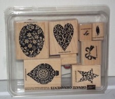 Stampin Up Wood Mounted Stamp Set Ornate Ornaments B7
