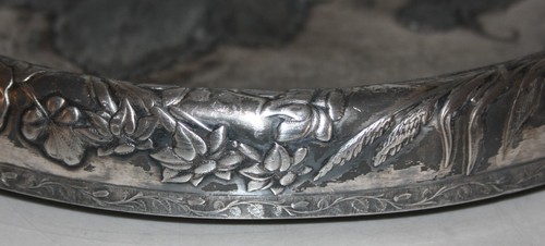Vintage Quadruple Plated Bridal Basket Tray with Handle Fruit Embossed - Picture 3 of 11