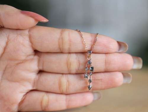 0.37 Ct Natural Kite Salt And Pepper Pendant 14K Rose Gold Engagement Pendant - Picture 6 of 9