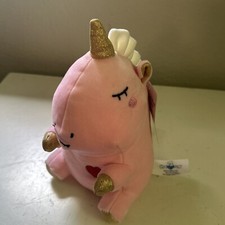 Cute and Cuddly Pink And Gold Blushing Unicorn Plush NEW 