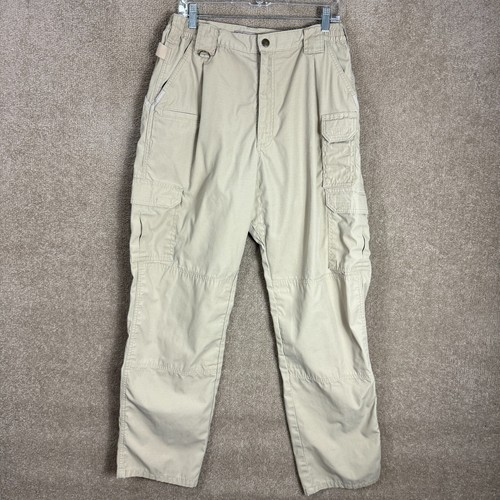 5.11 Tactical Cargo Pants Mens Size 34 x 34 Khaki Straight Elastic Waist Ripstop