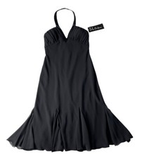 NEW Vintage 90's SL Fashions Black Ruched Flounce Hem Halter Dress #195576 Sz 6