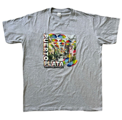 Puerto Plata Republica Dominicana Calle de las Sombrillas Men's T-Shirt Gray/XL