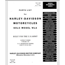 Harley Davidson 1942 TM-10-1482 Solo Model WLA Parts list manual 83 pages