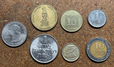 Lot 6 vtg Middle East ISRAEL country COINS Brass Bi-Metal UNKNOWN DATES
