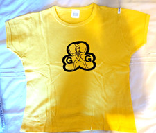 Vintage Girl Guides yellow Brownie t-shirts with trefoil, used, good condition
