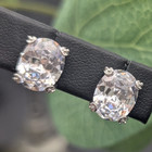 PAJ 925 Sterling Silver 2.5 Ct CZ Stud Earrings, Oval Cut, for Men, Women — photo 1