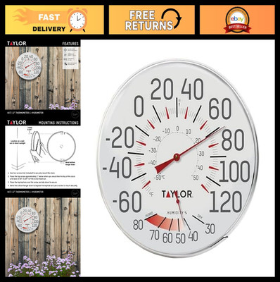 12-Inch Humidiguide Dial Thermometer - Accurate Indoor Humidity & Temperature Mo