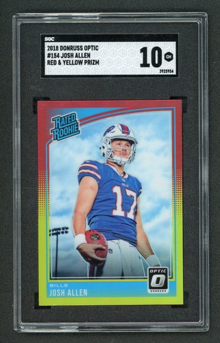 2018 Donruss Optic Josh Allen Red & Yellow Prizm Rated Rookie #154 SGC 10 Gem