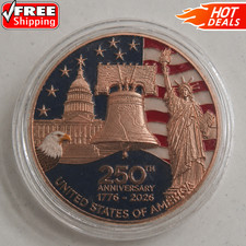 Gold Tone USA 250th Anniversary Commemorative Double-Sided Gift Coin 1776-2026