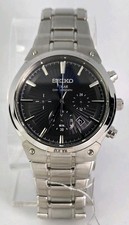 SEIKO SOLAR CHRONOGRAPH MEN'S STAINLESS ST WATER RESISTANT 100M BLACK DIAL 42mm