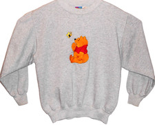Disney Winnie The Pooh Bee Embroidered Pullover Gray Sweatshirt Mens Large LS