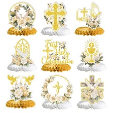 First Holy Communion Honeycomb Centerpieces, Baptism Decorations, God Bless R...