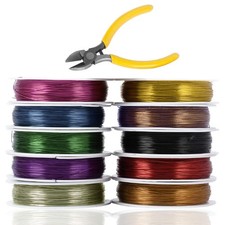 10 Pack Jewelry Beading Wire with Cutting Pliers, Craft Wire Jewelry Beading ...