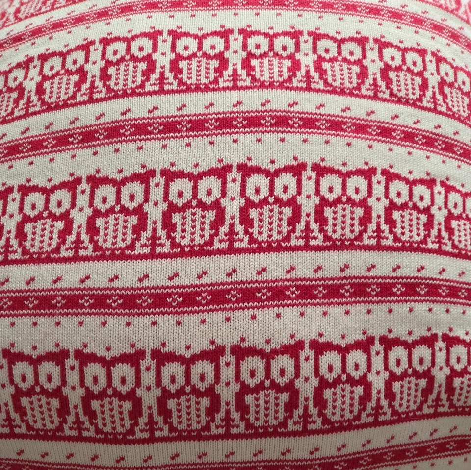 2 POTTERY BARN KIDS 针织猫头鹰鞋 EURO 红色 全新 SHERPA 反向 — 第 2/4 张图片