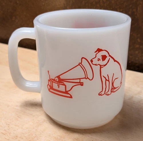 Vintage RCA Nipper Milk Glass Glasbake Mug LANCASTER 40th Anniversary 1942-82