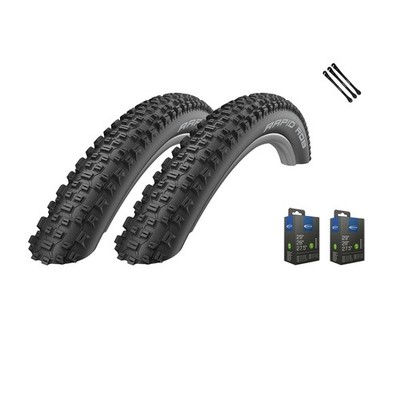 2x Schwalbe Rapid Rob Fahrradreifen 27,5'' 57-584 + AV|DV|SV und 3 Reifenheber 