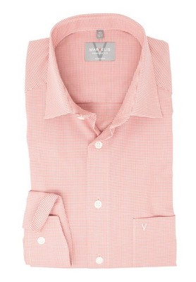 Marvelis men's business shirt comfort fit Kent collar long sleeve checked red
