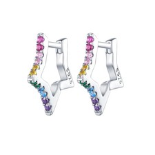 Star Earrings 925 Sterling Silver Cute Hoop Earrings for Women Hypoallergenic Sm