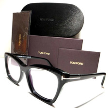 NEW TOM FORD TF5909-B 001 SHINY BLACK W/SILVER ACENTS AUTHENTIC EYEGLASSES 53-18