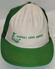 Hunter's Super market Trucker Hat Snapback Green White Made In USA Large/XL