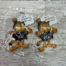 Vtg 1981 Garfield Magnet New Orleans Saints Jersey Hot Dog Fridge Decor FAN-ATIC
