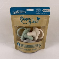 Dr Brown's Happy Paci 0-6m Pack of 3 Silicone Pacifiers Baby White Gray Green
