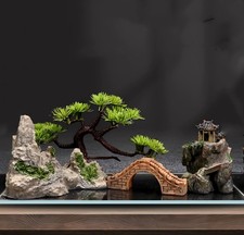AWXZOM Small Japanese Fish Tank Decorations Set, Suitable for Aquariums green