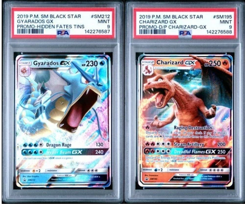 PSA 9 GYARADOS GX SM212 CHARIZARD GX SM195 BLACK STAR PROMOS SUN & MOON POKEMON