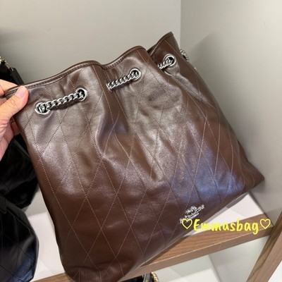 NWT Coach Evelyn Large Shoulder Bag With Quilting Silver/Maple