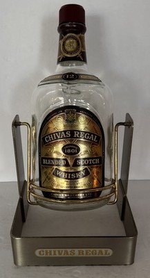 Chivas Regal Scotch Whiskey Bottle with Cradle Stand Collector's Edition Empty