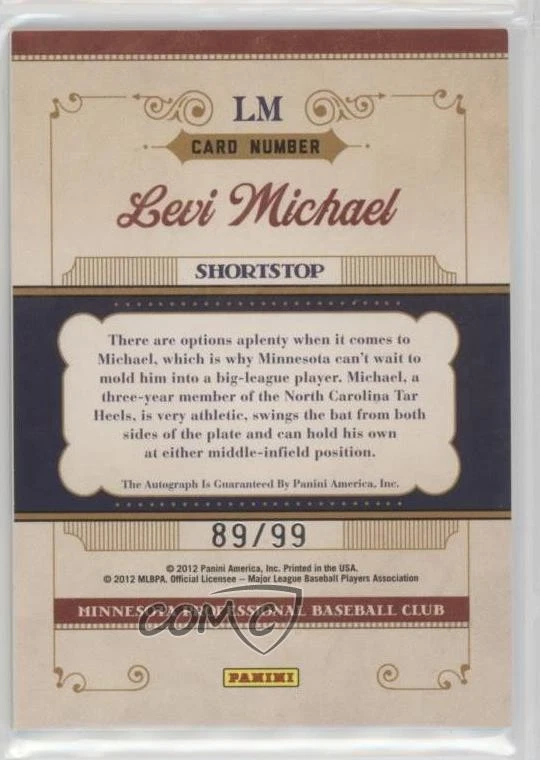 2011 Playoff Prime Cuts Prospect Signatures Century Silver /99 Levi Michael Auto - Image 2 of 2