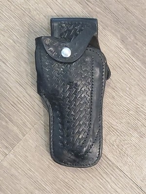 VTG Safety Speed Black Basketweave 4 Medium Frame Leather Holster Montebello C13